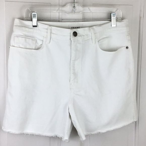 FRAME High Rise Denim Shorts Raw Hem - Picture 1 of 8